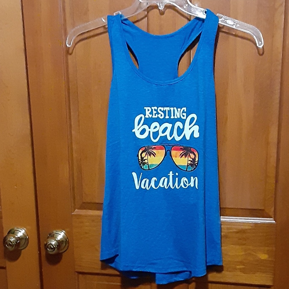 Graphic Resting Beach Vacation Graphic Racerback Tank Top